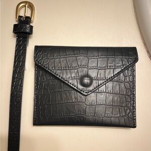 Black Snake Print Matching Belt & Wallet